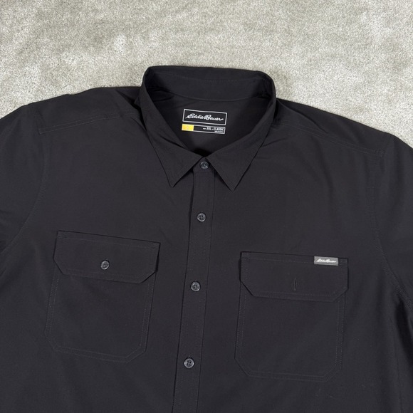 Eddie Bauer Travex Shirt Mens Hiking Outdoor Performance Button Up‎ Black XXXL - Picture 1 of 8